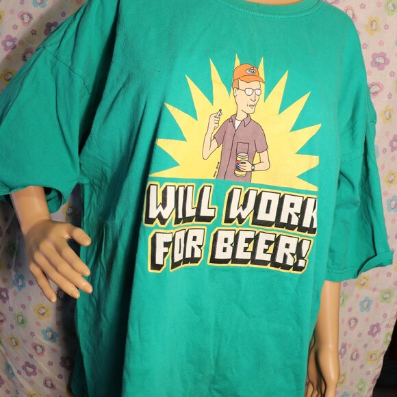 Vintage King of the Hill Dale Gribble “Will Work for Beer” T-Shirt 3XL - Picture 2 of 4